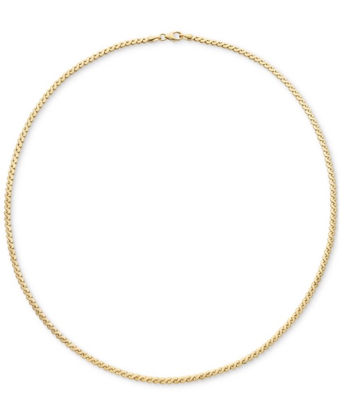 Polished Serpentine Link 18" Chain Necklace in 14k Gold