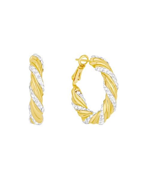 Clear Crystal Twist Hoop Earrings