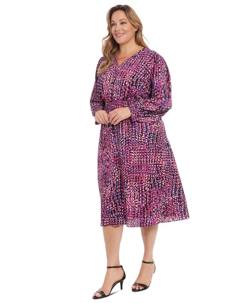 Plus Size Printed Smocked-Waist Dress
