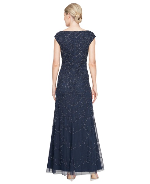 Women's V-Neck Beaded Sleeveless Gown