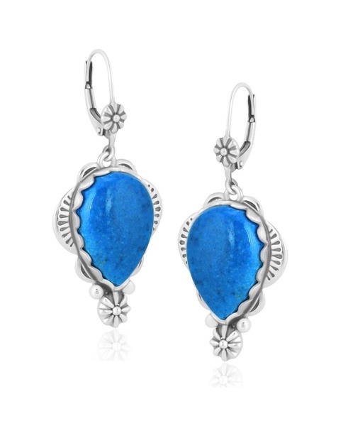 Sterling Silver Denim Lapis Pear-Cut Concha Earrings
