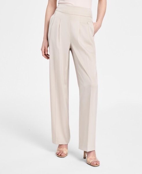 Women's High-Rise Wide-Leg Satin Pants, Exclusively at Macy's