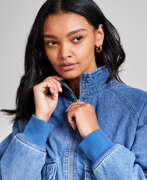 Petite Denim Bomber Jacket, Exclusively at Macy's