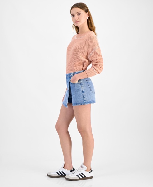 Women's Side-Button Denim Mini Skort, Exclusively at Macy's