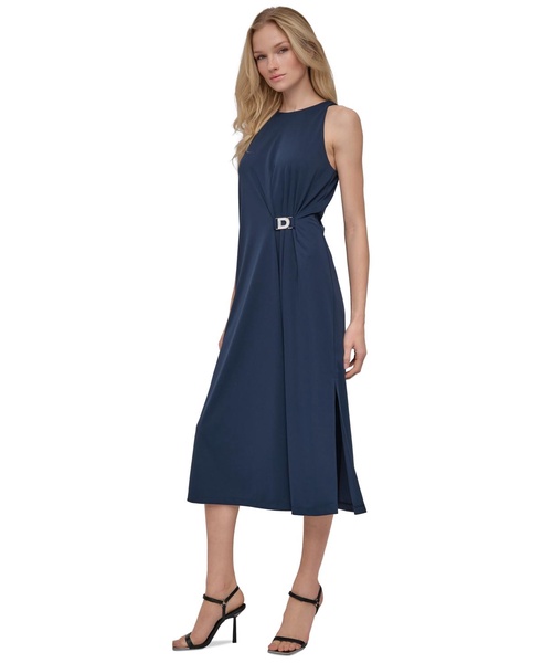 Women's Hardware-Trim Side-Ruched Sleeveless Dress