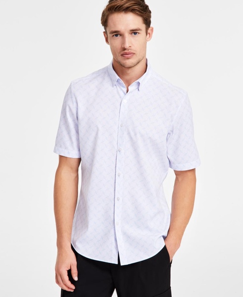 Men's Alfatech Geometric Print Shirt, Exclusively at Macy's