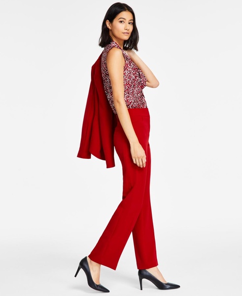 Women's Stretch-Crepe Straight-Leg Pants, Regular & Petite 