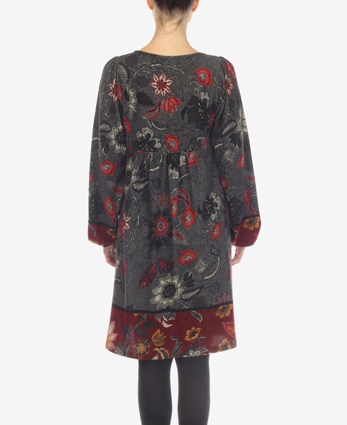 Women's Paisley Flower Embroidered Sweater Dress
