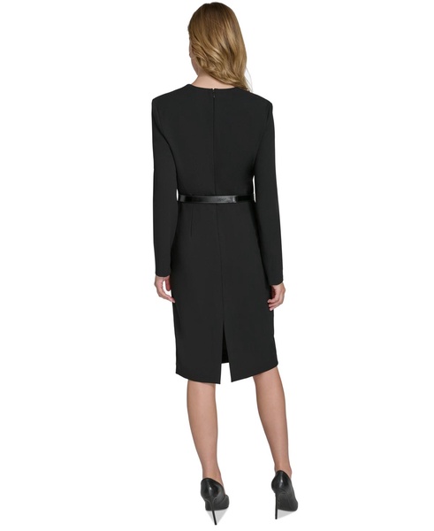 Women's Asymmetric Belted Sheath Dress