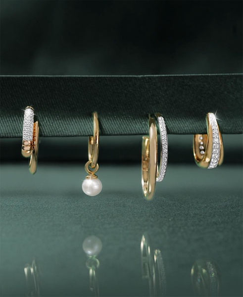 Diamond Tapered Extra Small Hoop Earrings (1/4 ct. t.w.) in Gold Vermeil, Created for Macy's