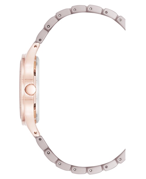 Women's Quartz Taupe Ceramic Bracelet Floral Dial Watch, 34mm