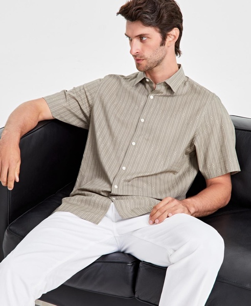 Men's Lobby Elevator Regular-Fit Stripe Button-Down Shirt, Created for Macy's 