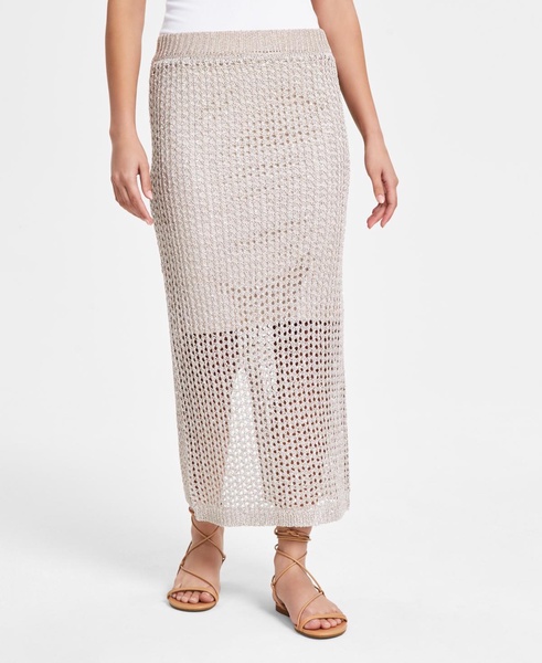 Women's Sparkle-Crochet Pull-On Maxi Skirt, Created for Macy's