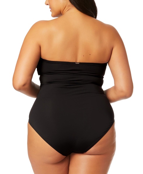 Plus Size Twist-Front Shirred Bandeau One-Piece Swimsuit