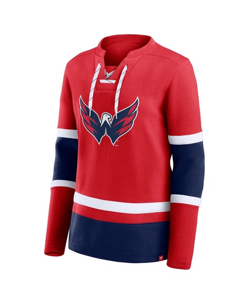 Women's Red Washington Capitals Prime Time Lace-Up Long Sleeve T-Shirt