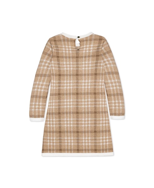 Toddler Girls Organic Long Sleeve Bow Detail Intarsia Sweater Dress