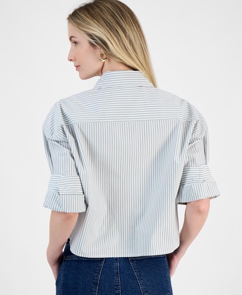 Women's Cotton Relaxed-Fit Striped Shirt, Regular & Petites