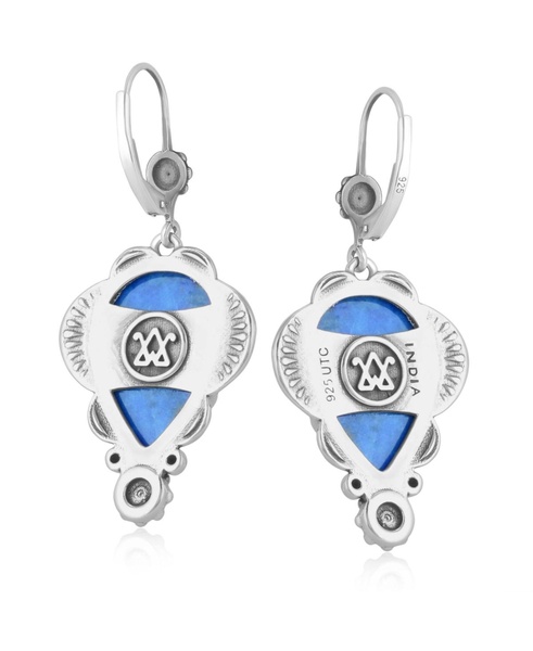 Sterling Silver Denim Lapis Pear-Cut Concha Earrings