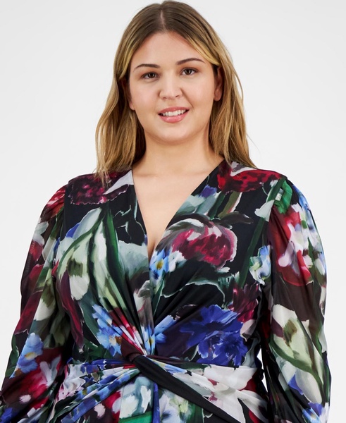 Plus Size Printed Twist-Front Maxi Dress 