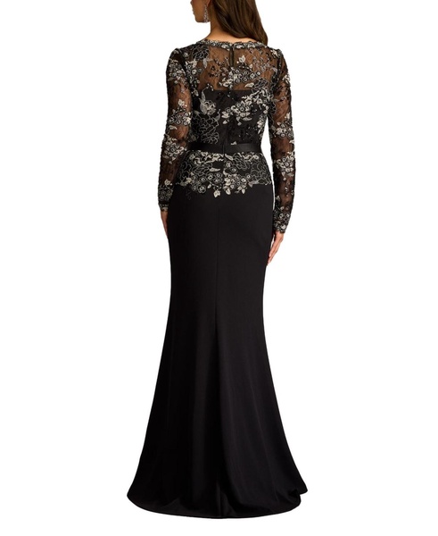 Women's Beacon Belted Embroidered Illusion Gown