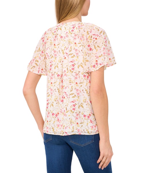 Women's Flutter-Sleeve Tie-Neck Blouse