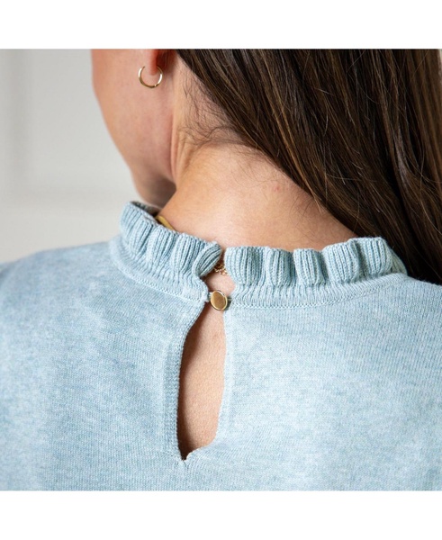 Women's Organic Puff Sleeve Ruffle Edge Sweater