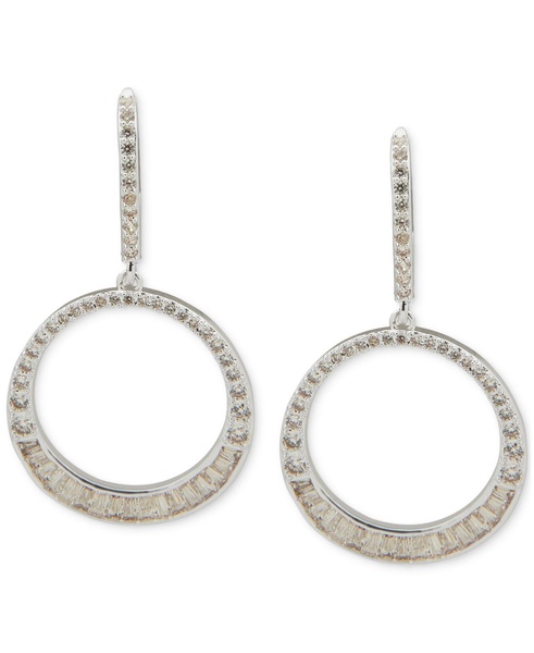 Silver-Tone Crystal Baguette Orbital Earrings