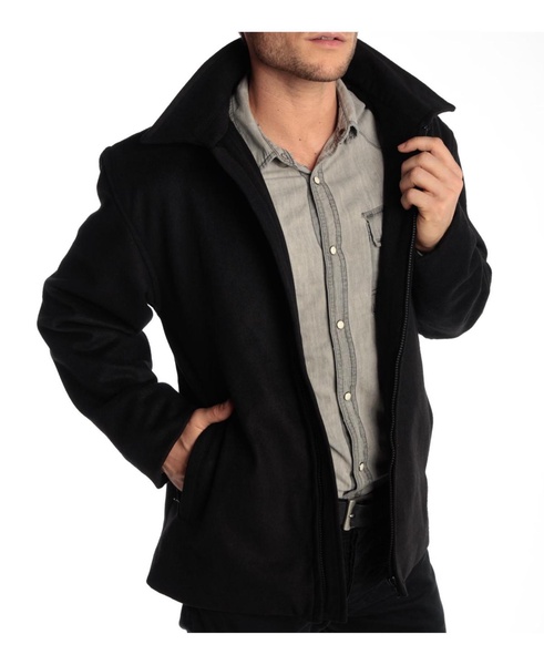 Grant Mens 28" Open Bottom Jacket Wool Blend JD Bomber Zippered Jacket