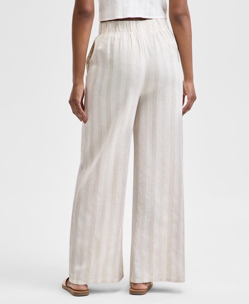 Petite Striped Pull-On Wide-Leg Cotton Pants, Exclusively at Macy's
