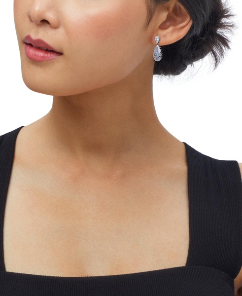 Cubic Zirconia Pear Drop Earrings in Sterling Silver