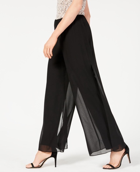 Petite Straight-Leg Overlay Pants