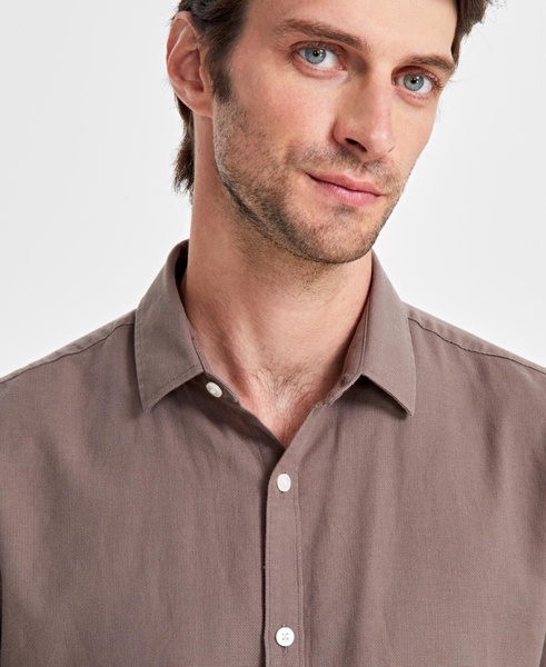 Men's Short-Sleeve Solid Textured Shirt, Created for Macy's  