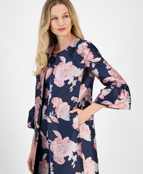 Women's Floral-Print Jacquard Topper Jacket