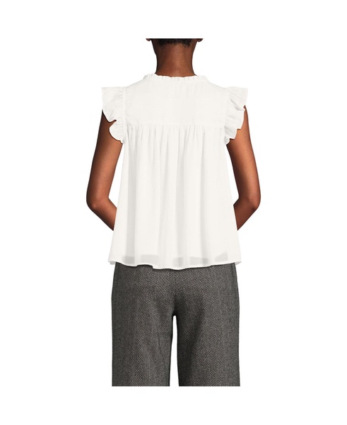 Women's Split Neck Satin Ruffle Blouse