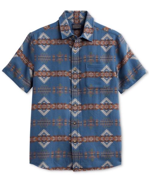 Men's Unbrushed Chamois Printed Short Sleeve Button-Front Shirt