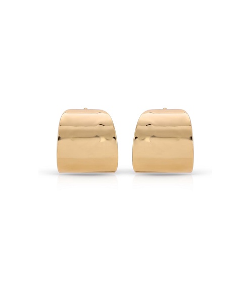 Hammered 18K Gold-Plated Cupped Hoop Earrings