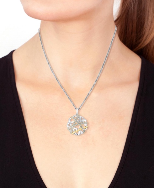 EFFY® Diamond Intertwining 18" Pendant Necklace (1/4 ct. t.w.) in Sterling Silver & 14k Gold-Plate
