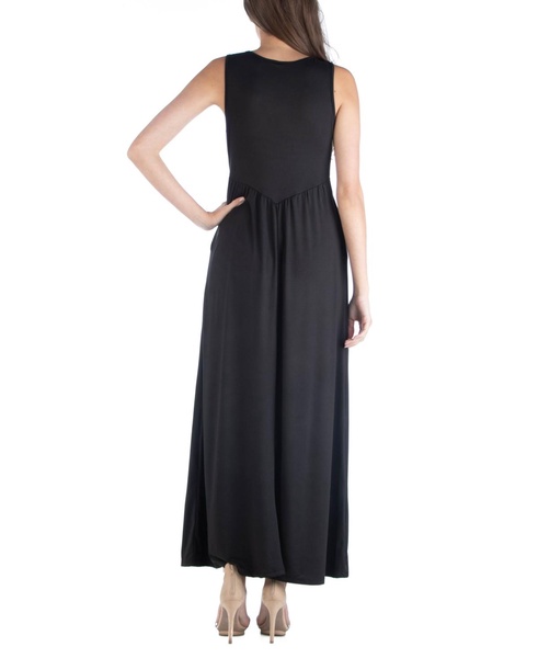 Sleeveless V-Neck Maxi Dress with Pocket Detail