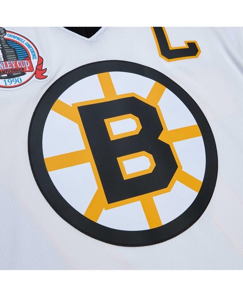 Men's Ray Bourque White Boston Bruins Captain Patch 1989/90 Blue Line Player Jersey