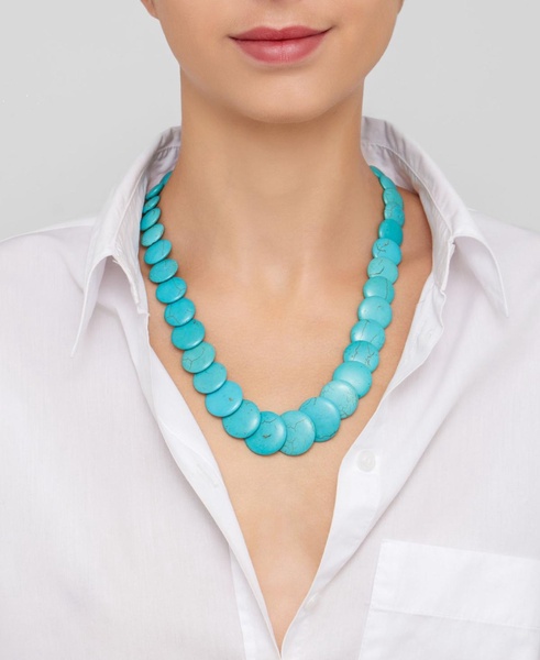 17-19" Adjustable Silver Plated Scalloped Turquoise Necklace