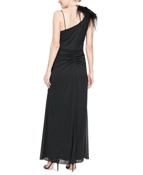 Women's Feather-Trim One-Shoulder Gown