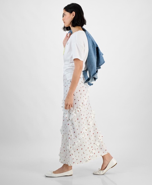 Women's Midi Ruffle Slip Skirt