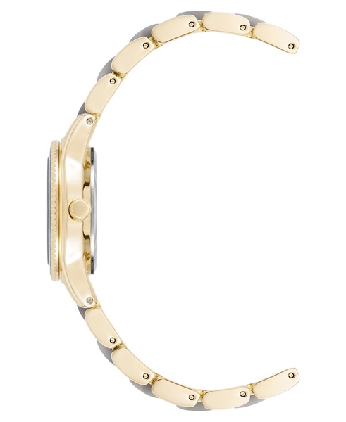 Women's Quartz Light Gray Pearlescent Acetate and Gold-Tone Metal Alloy Link Bracelet Watch, 30mm