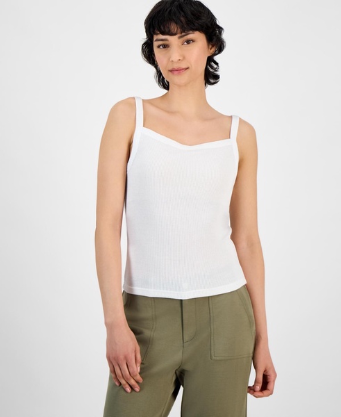 Women's Ribbed Square-Neck Top, Regular & Petites, Exclusively at Macy's
