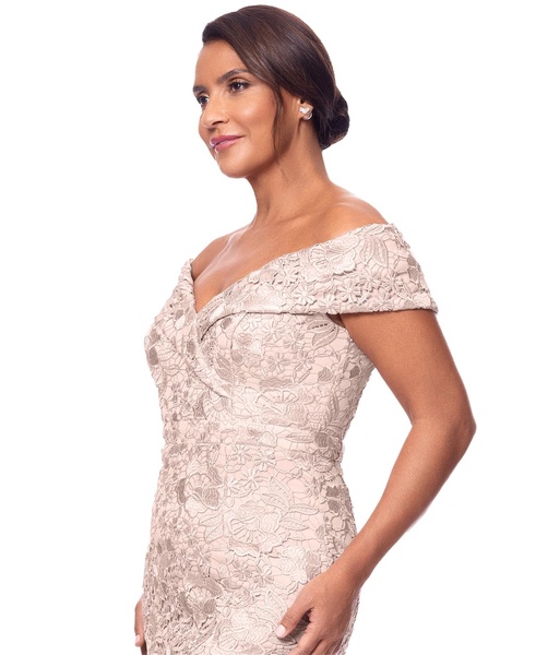 Women's Lace Off-The-Shoulder Side-Slit Gown