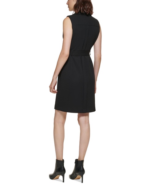 Women's Moto Belted Sleeveless Sheath Dress