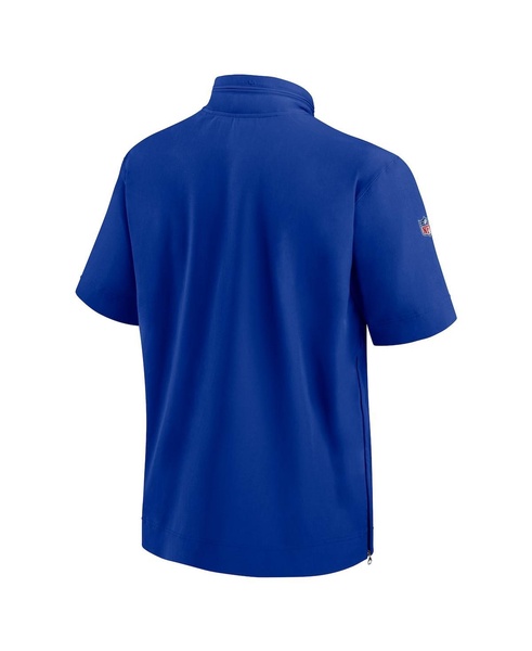 Men's Royal Buffalo Bills Sideline Coach Short Sleeve Hoodie Quarter-Zip Jacket