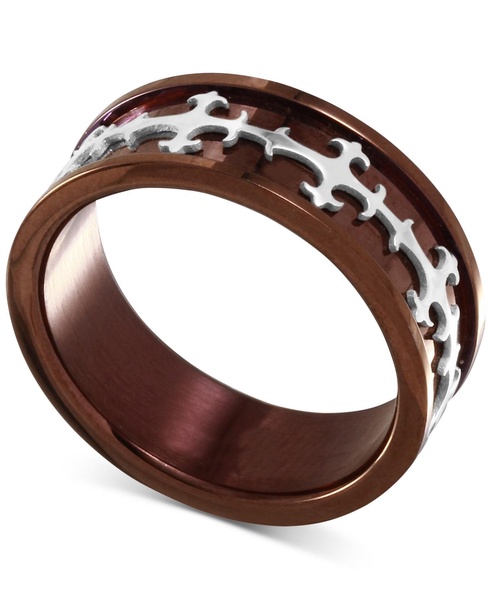 Men's Two-Tone Embellished Ring in Stainless Steel