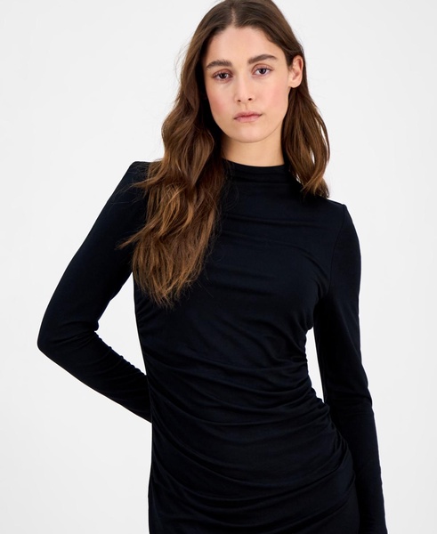 Women's Tulip-Hem Ruched-Front Long-Sleeve Dress, Exclusively at Macy's 