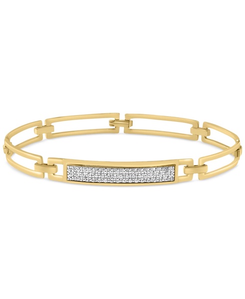 EFFY® Men's Zircon Bar Cluster Rectangular Open Link Bangle Bracelet (1-3/8 ct. t.w.) in Gold-Plated Sterling Silver